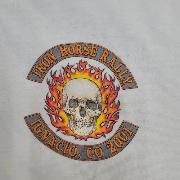 Vintage 2001 Iron Horse Rally Shirt Medium 20x26 Skull Biker - Picture 6 of 14